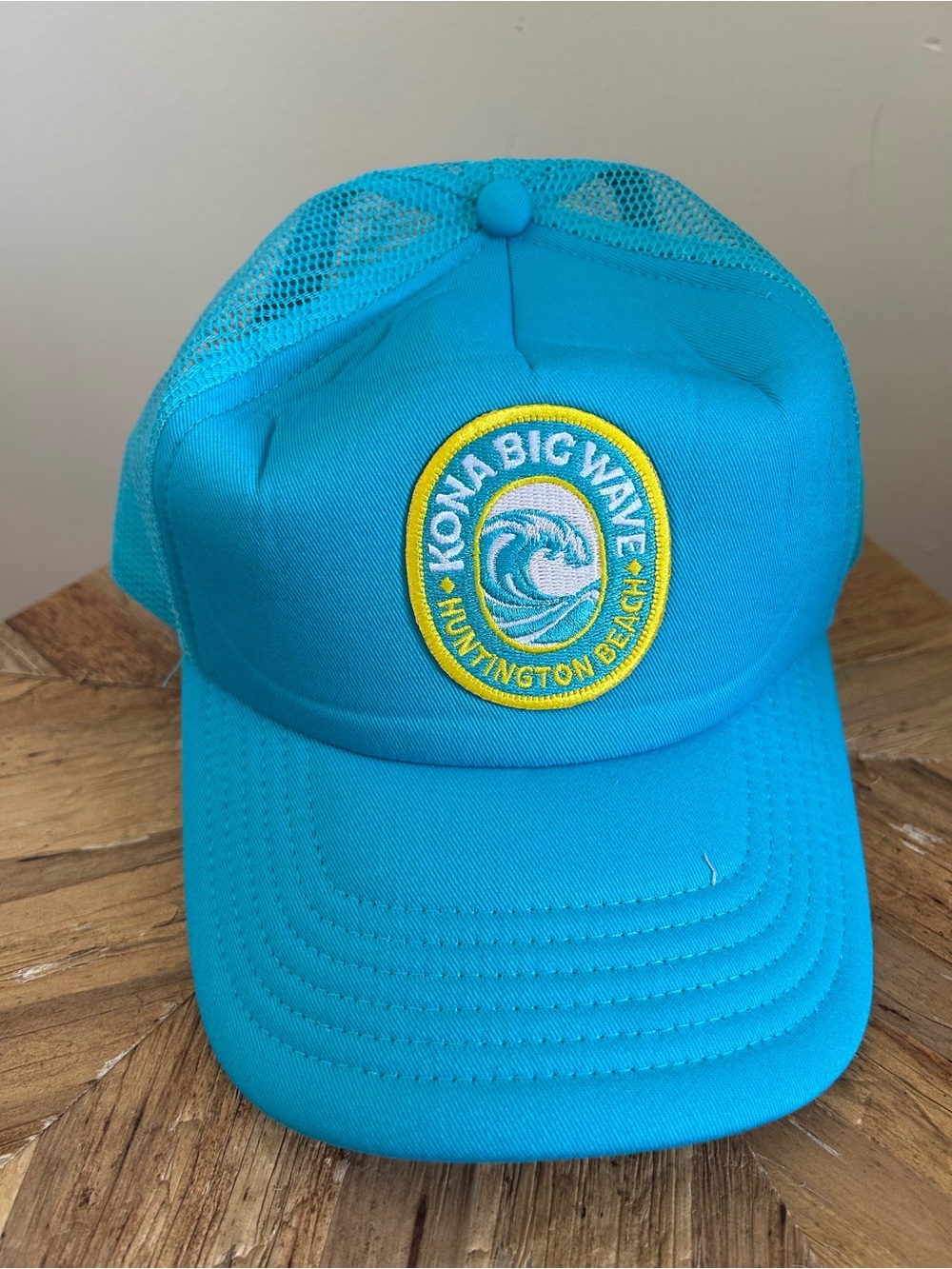 Blue Kona Big Wave Huntington Beach trucker cap with embroidered wave logo #surf
